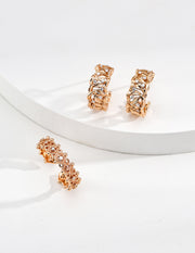 Mayite Zircon Leaf Hoop Earrings in Sterling Silver – Vintage Lucky Gold Huggie Earrings for Women