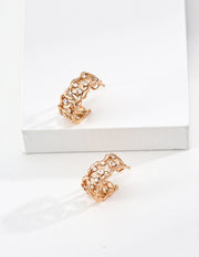 Mayite Zircon Leaf Hoop Earrings in Sterling Silver – Vintage Lucky Gold Huggie Earrings for Women