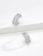 Mayite Zircon Leaf Hoop Earrings in Sterling Silver – Vintage Lucky Gold Huggie Earrings for Women