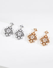 Mayite Vintage Floral Zircon Earrings in Sterling Silver – European Palace Drop Earrings for Women