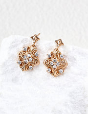 Mayite Vintage Floral Zircon Earrings in Sterling Silver – European Palace Drop Earrings for Women