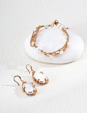Mayite S925 Sterling Silver Molten Baroque Pearl Earrings - Handcrafted 