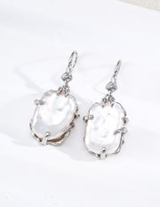 Mayite S925 Sterling Silver Molten Baroque Pearl Earrings - Handcrafted 