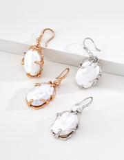 Mayite S925 Sterling Silver Molten Baroque Pearl Earrings - Handcrafted 