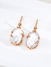 Mayite S925 Sterling Silver Molten Baroque Pearl Earrings - Handcrafted 