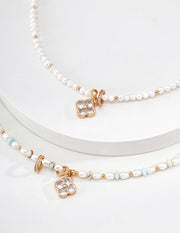 Mayite Vintage Pearl Clover Necklace – 925 Silver Gold Plated Lucky Jewelry for Women