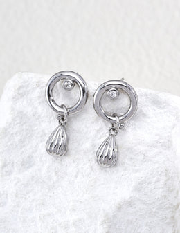 Mayite Vintage S925 Silver Cubic Zirconia Drop Stud Earrings