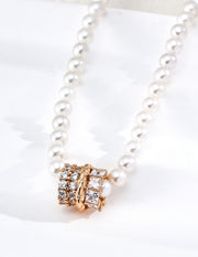 Mayite S925 Silver Galaxy Lucky Bead Natural Pearl Necklace with Cubic Zirconia