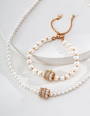 Mayite S925 Silver Galaxy Lucky Bead Natural Pearl Bracelet with Cubic Zirconia