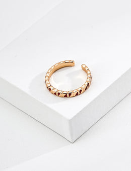 Mayite S925 Silver Vintage Gold Red Enamel Geometric Open Ring