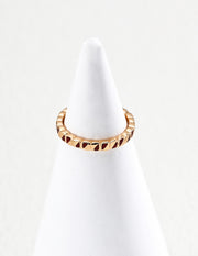 Mayite S925 Silver Vintage Gold Red Enamel Geometric Open Ring