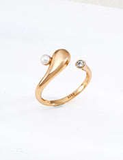 Mayite S925 Silver Shimmering Rain Pearl Cubic Zirconia Open Ring