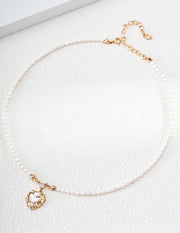 Mayite S925 Silver Vintage Lava Circle White Shell Pendant Natural Pearl Necklace with Synthetic Opal