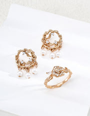 Mayite S925 Silver Vintage Lava Willow Branch Chandelier Stud Earrings with Natural Pearls