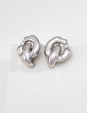 mayite Zen Interlocking Embrace Knot Stud Earrings - S925 Sterling Silver Fluid Double Hoop Earrings, Symbolic Eastern Union & Serenity Jewelry Gift