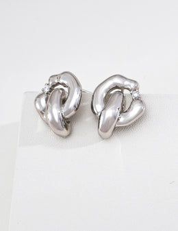mayite Zen Interlocking Embrace Knot Stud Earrings - S925 Sterling Silver Fluid Double Hoop Earrings, Symbolic Eastern Union & Serenity Jewelry Gift
