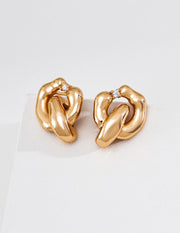 mayite Zen Interlocking Embrace Knot Stud Earrings - S925 Sterling Silver Fluid Double Hoop Earrings, Symbolic Eastern Union & Serenity Jewelry Gift