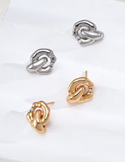 mayite Zen Interlocking Embrace Knot Stud Earrings - S925 Sterling Silver Fluid Double Hoop Earrings, Symbolic Eastern Union & Serenity Jewelry Gift