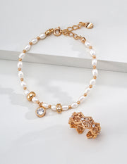 mayite Vintage Italian Solitaire CZ Pearl Charm Bracelet - S925 Sterling Silver Textured Spacer Beads & Genuine Freshwater Pearl Bracelet for Women