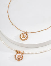mayite Modern Baroque Molten Sun Medallion Pearl Necklace - S925 Sterling Silver Sculptural Sol Pendant, Genuine Freshwater Pearl Choker Gift for Women