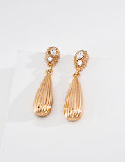mayite Zen Pleated Raindrop Dangle Earrings - S925 Sterling Silver Vintage Ribbed Waterdrop Earrings, Sparkling CZ Oriental Talisman Gift