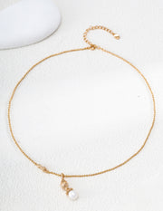 mayite Sculptural Good Luck Gourd & Peanut Pearl Necklace - S925 Sterling Silver Textured Amulet Pendant, Elegant Talisman Jewelry Gift for Women