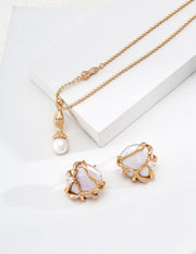 mayite Sculptural Good Luck Gourd & Peanut Pearl Necklace - S925 Sterling Silver Textured Amulet Pendant, Elegant Talisman Jewelry Gift for Women