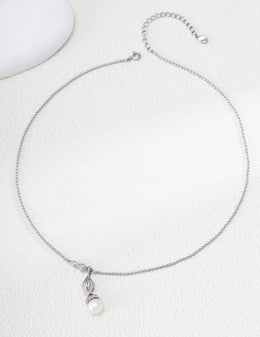 mayite Sculptural Good Luck Gourd & Peanut Pearl Necklace - S925 Sterling Silver Textured Amulet Pendant, Elegant Talisman Jewelry Gift for Women