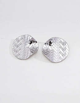 mayite Zen Bamboo Weave Organic Stud Earrings - S925 Sterling Silver Woven Textured Disc Earring studs, Elegant Chinoiserie Gift for Her