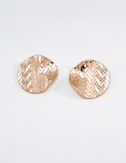 mayite Zen Bamboo Weave Organic Stud Earrings - S925 Sterling Silver Woven Textured Disc Earring studs, Elegant Chinoiserie Gift for Her