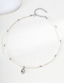 mayite Modern Baroque Freshwater Pearl Choker Necklace - S925 Sterling Silver Sculptural Shell Pendant Necklace, Vintage Romantic Gift for Her