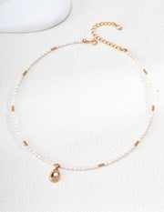 mayite Modern Baroque Freshwater Pearl Choker Necklace - S925 Sterling Silver Sculptural Shell Pendant Necklace, Vintage Romantic Gift for Her