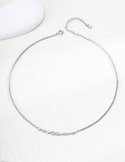 mayite Liquid Metal Fluid Wave Choker Necklace - S925 Sterling Silver Sparkly CZ Layering Snake Chain Necklace, Modern Chic Jewelry Gift for Women