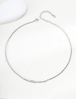 mayite Liquid Metal Fluid Wave Choker Necklace - S925 Sterling Silver Sparkly CZ Layering Snake Chain Necklace, Modern Chic Jewelry Gift for Women
