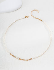 mayite Liquid Metal Fluid Wave Pearl Necklace - S925 Sterling Silver Sparkly CZ Natural Freshwater Pearl Choker, Modern Romantic Jewelry for Women
