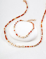 The Balance Bracelet: Red Agate & Mother of Pearl