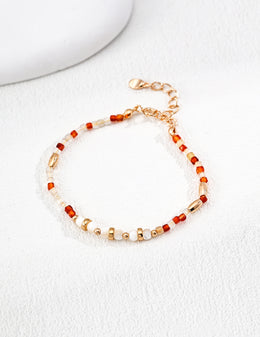 The Balance Bracelet: Red Agate & Mother of Pearl