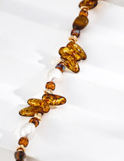 Vintage Pearl, Czech Glass & Tiger's Eye Bracelet in Sterling Silver