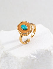 Minimalist Tri-Stone Ring | Lapis Lazuli, Red Agate & Turquoise