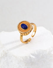 Minimalist Tri-Stone Ring | Lapis Lazuli, Red Agate & Turquoise