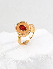 Minimalist Tri-Stone Ring | Lapis Lazuli, Red Agate & Turquoise
