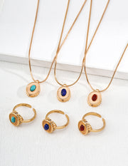 Minimalist Tri-Stone Ring | Lapis Lazuli, Red Agate & Turquoise