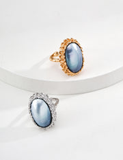 Hand-Carved S925 Silver & Mabe Pearl Ring | One-of-a-Kind Organic Texture