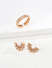 Lucky Roulette CZ Rivet Ring | Vintage Gold & Platinum Silver