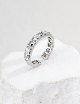 Lucky Roulette CZ Rivet Ring | Vintage Gold & Platinum Silver