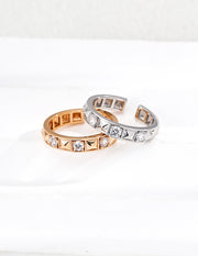 Lucky Roulette CZ Rivet Ring | Vintage Gold & Platinum Silver