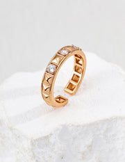Lucky Roulette CZ Rivet Ring | Vintage Gold & Platinum Silver