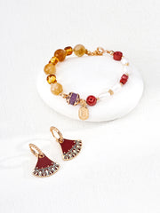 The Aura of Abundance Bracelet | Amethyst, Amber & Coin Charm