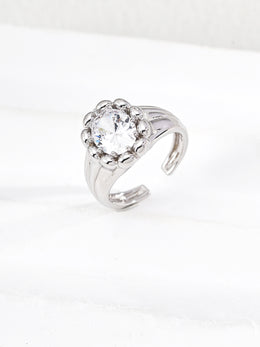 Sculptural Statement Ring | CZ & Sterling Silver Open Band