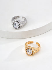 Sculptural Statement Ring | CZ & Sterling Silver Open Band